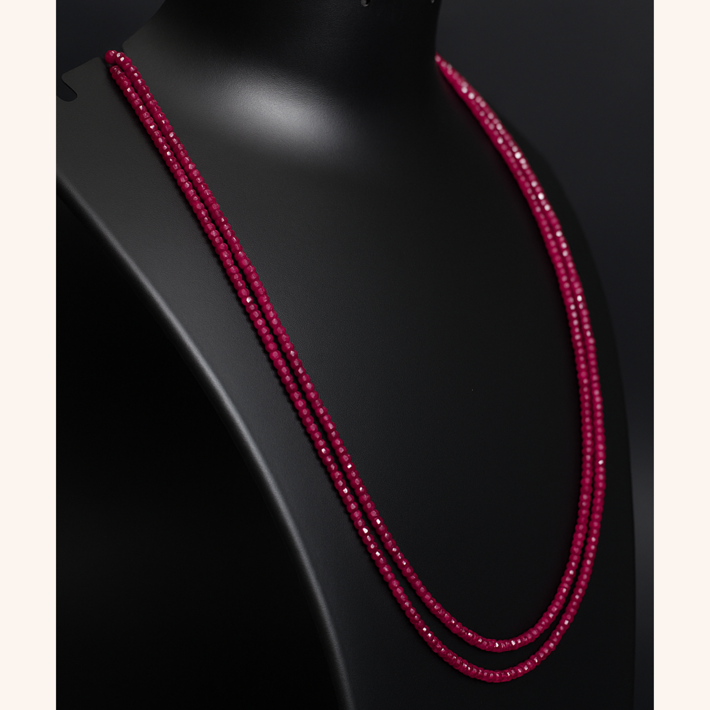 2 Strand/ Lines Ruby Beads 3.5mm size Mala