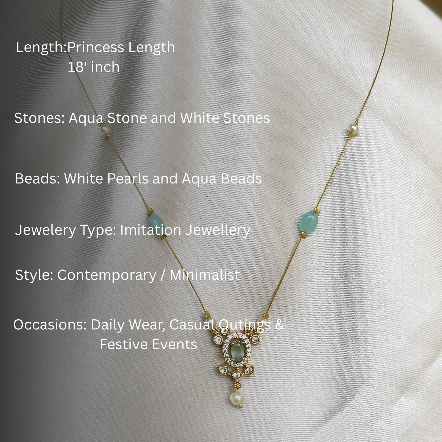 The Aditi Aqua & Pearl Invisible Chain