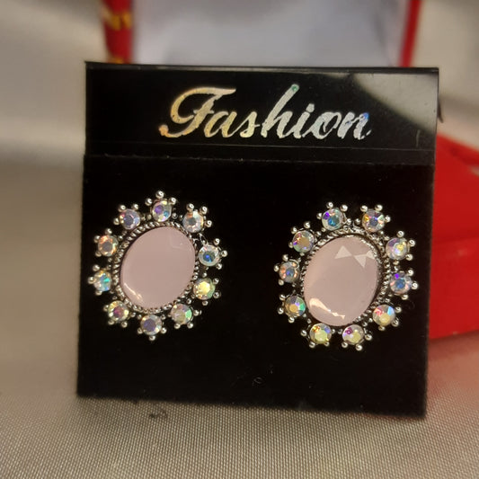 The Aurora Blush Halo Studs
