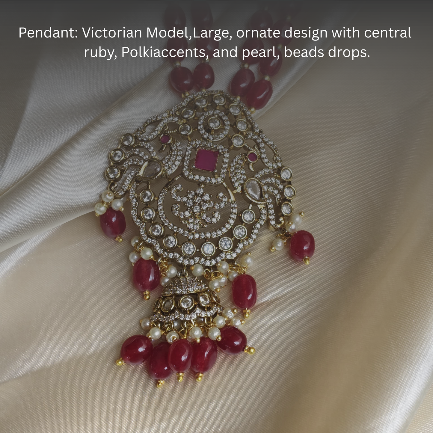 Monalisa Red Beads with Victorian Pendent