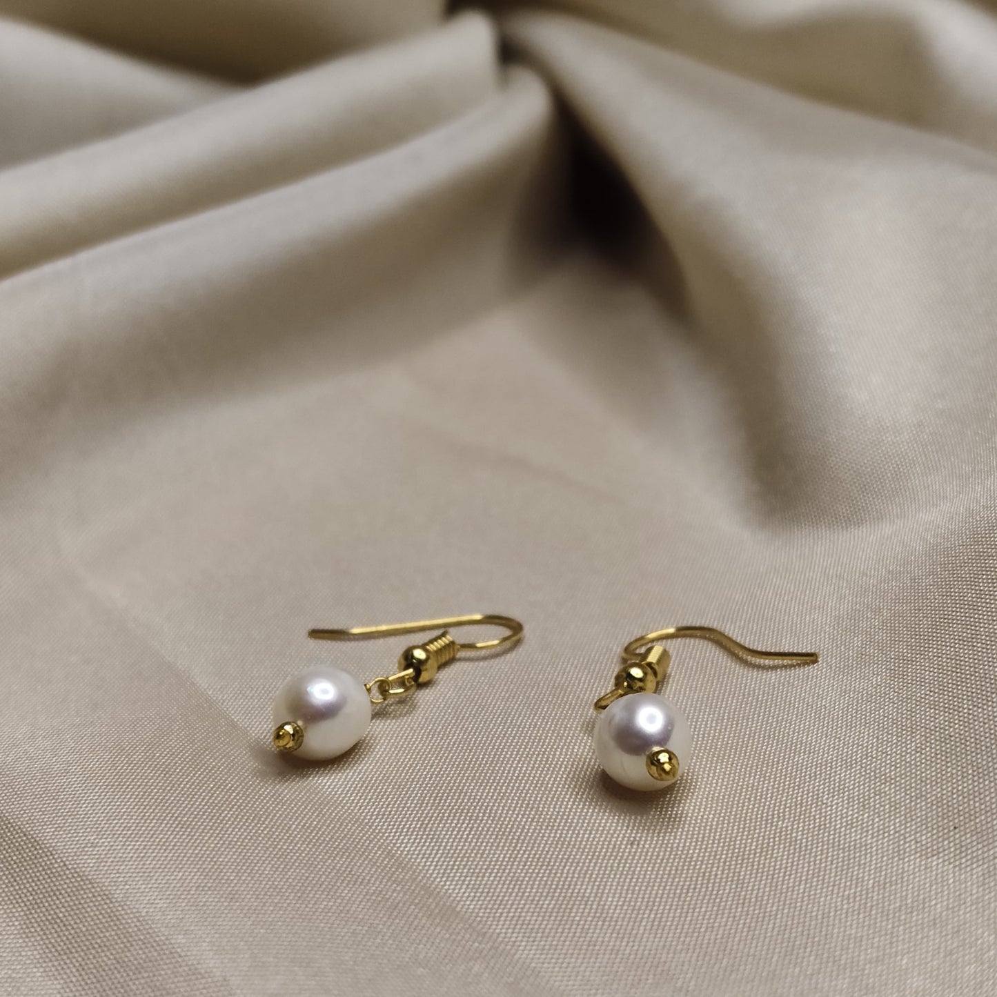 Pearl Necklace & Earrings Set with Gold-Coated