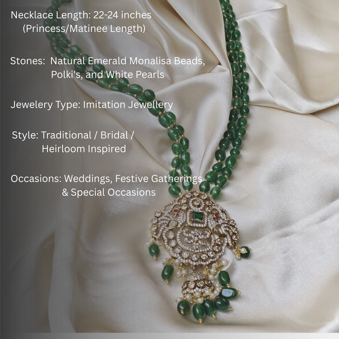 Emerald & Monalisa Beads Mala