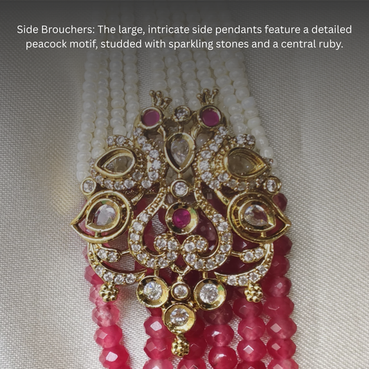 The Peacock Splendor Ruby & Pearl Empress Necklace Set