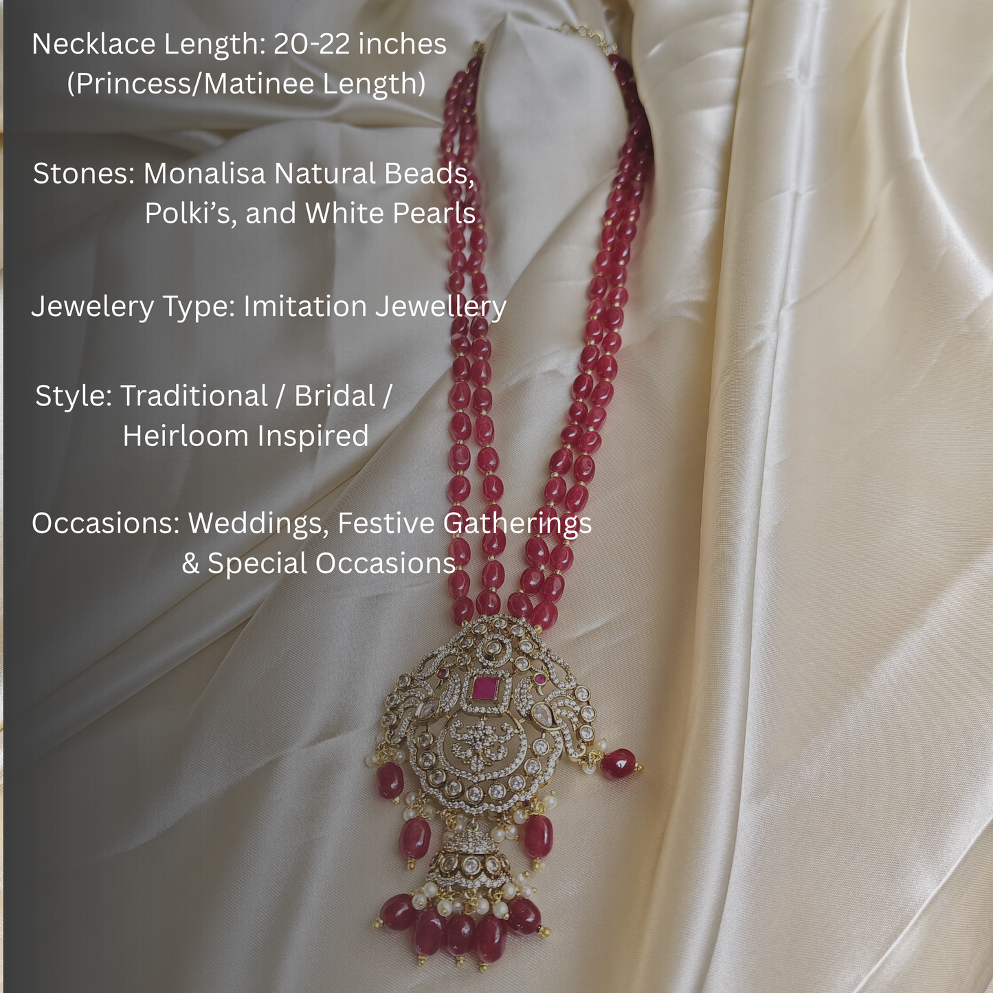 Monalisa Red Beads with Victorian Pendent