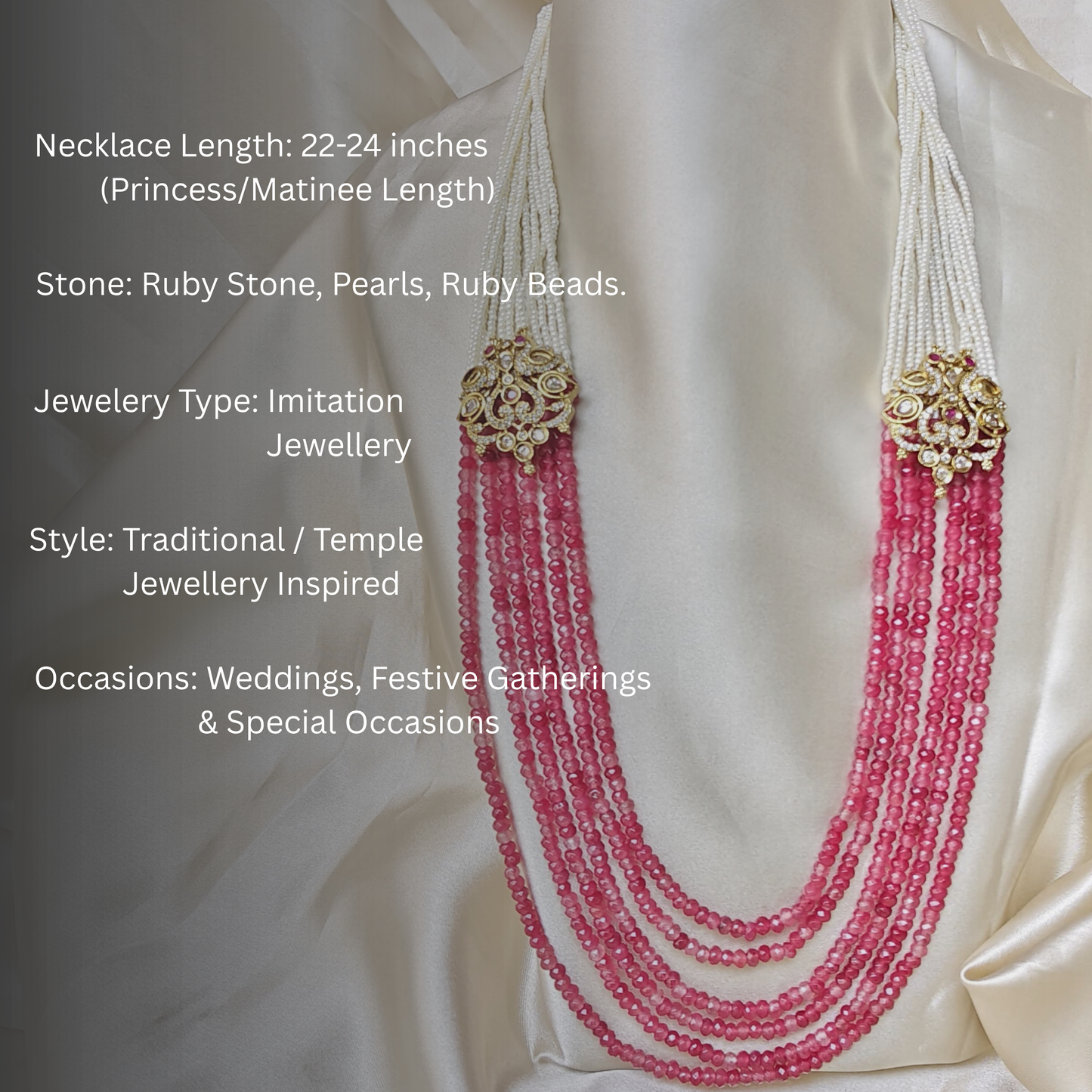 The Peacock Splendor Ruby & Pearl Empress Necklace Set