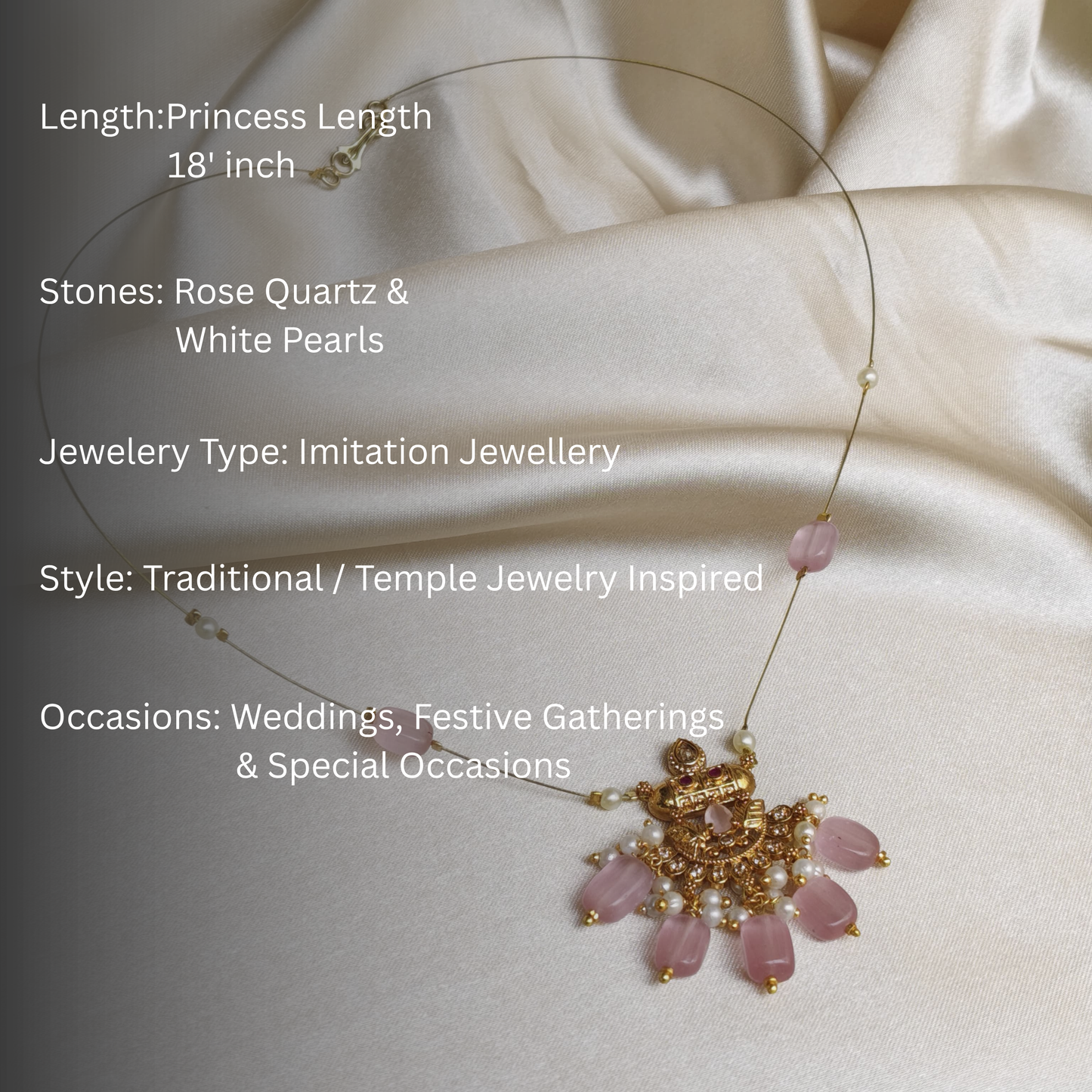The Aarya Pearl & Rose Quartz Invisible Chain
