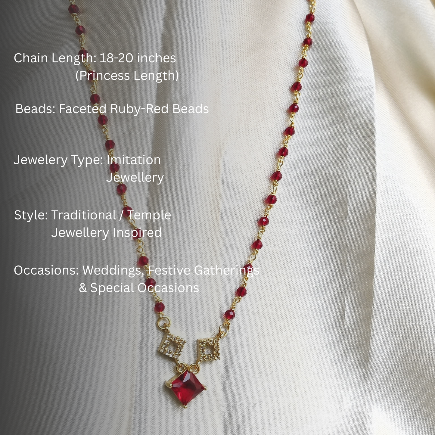 Ruby & Crystal Charm Beaded Chain
