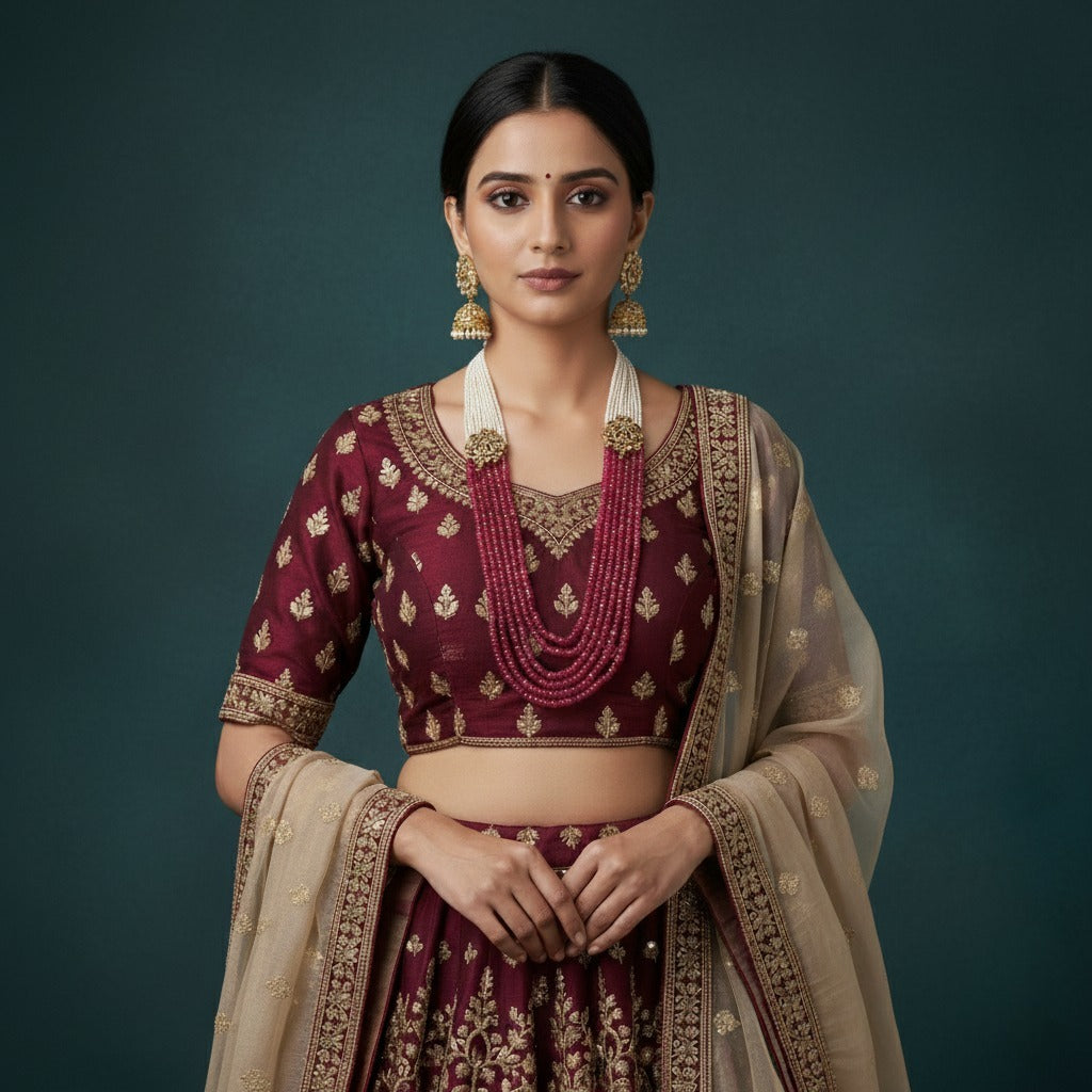 The Peacock Splendor Ruby & Pearl Empress Necklace Set