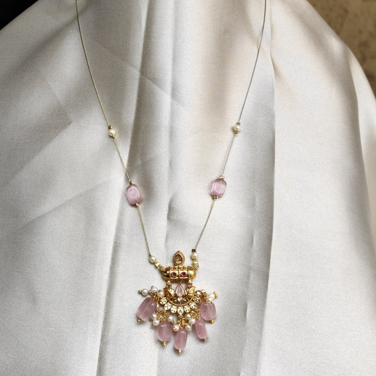 The Aarya Pearl & Rose Quartz Invisible Chain