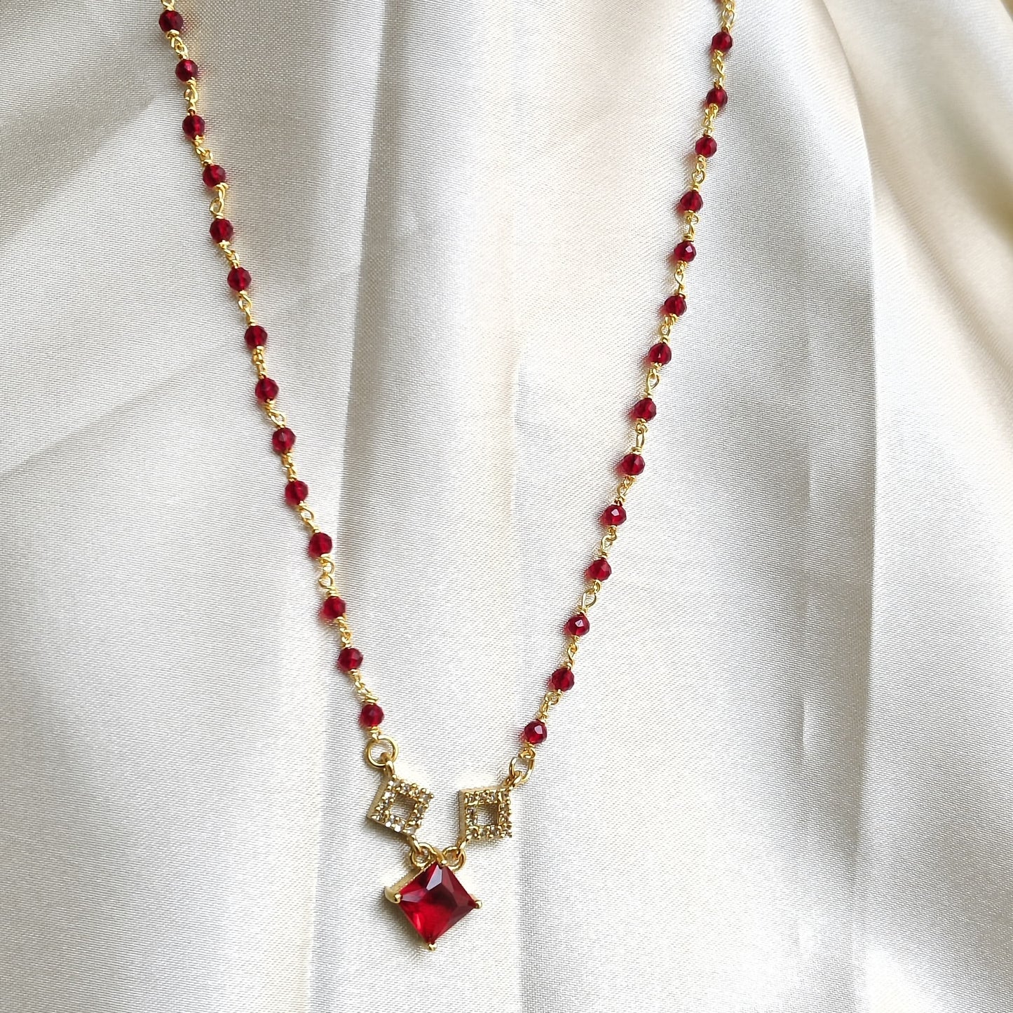 Ruby & Crystal Charm Beaded Chain