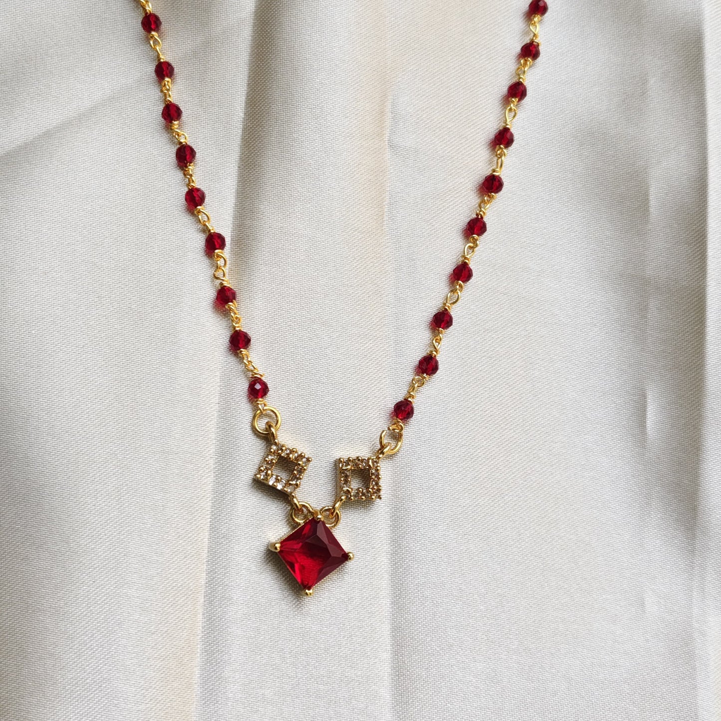 Ruby & Crystal Charm Beaded Chain