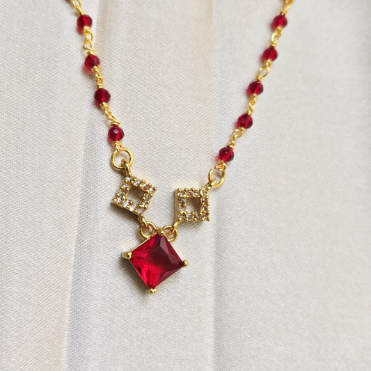 Ruby & Crystal Charm Beaded Chain