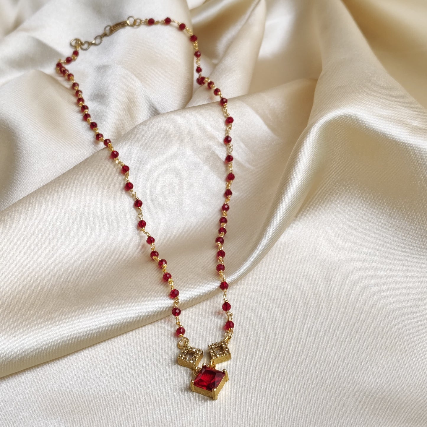 Ruby & Crystal Charm Beaded Chain