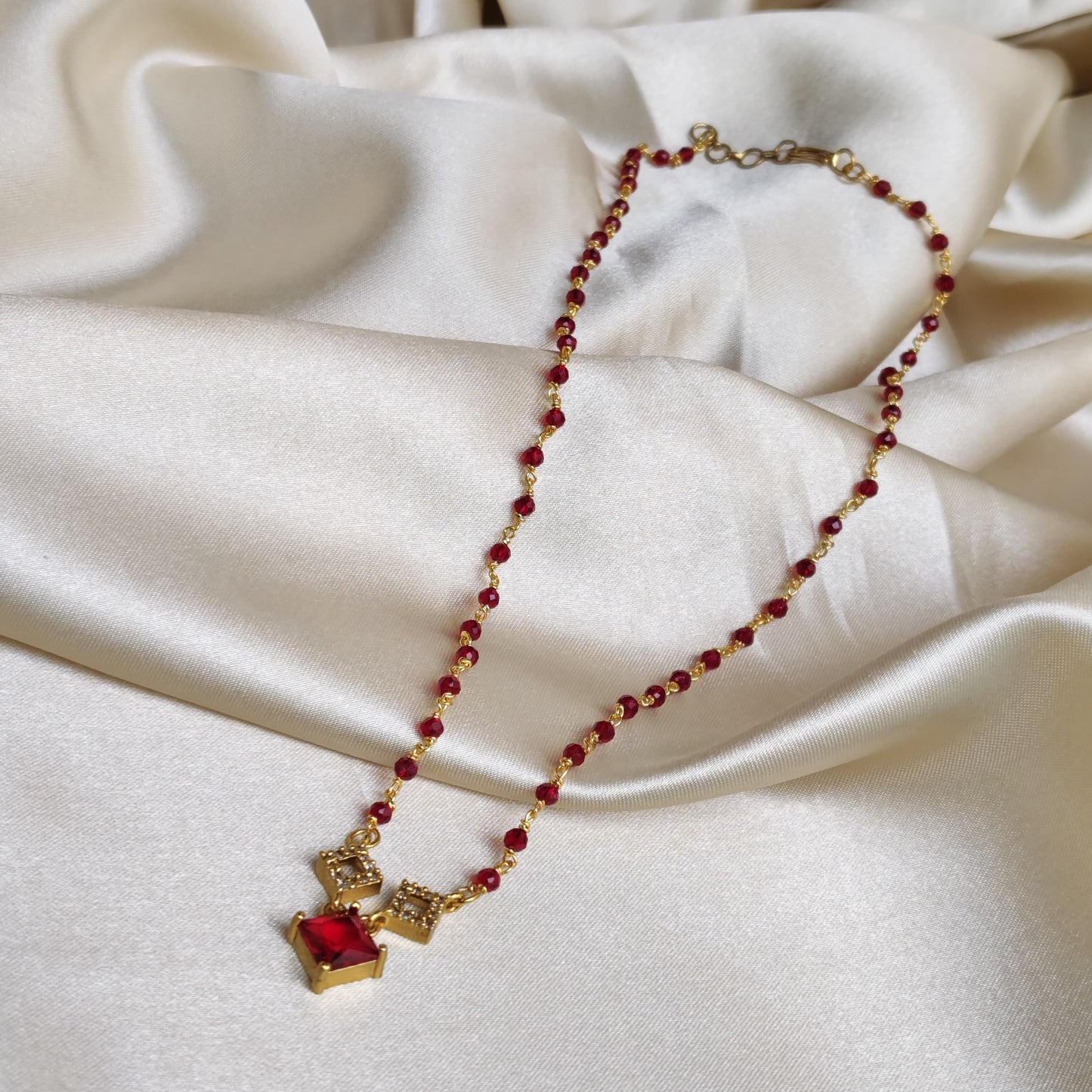 Ruby & Crystal Charm Beaded Chain