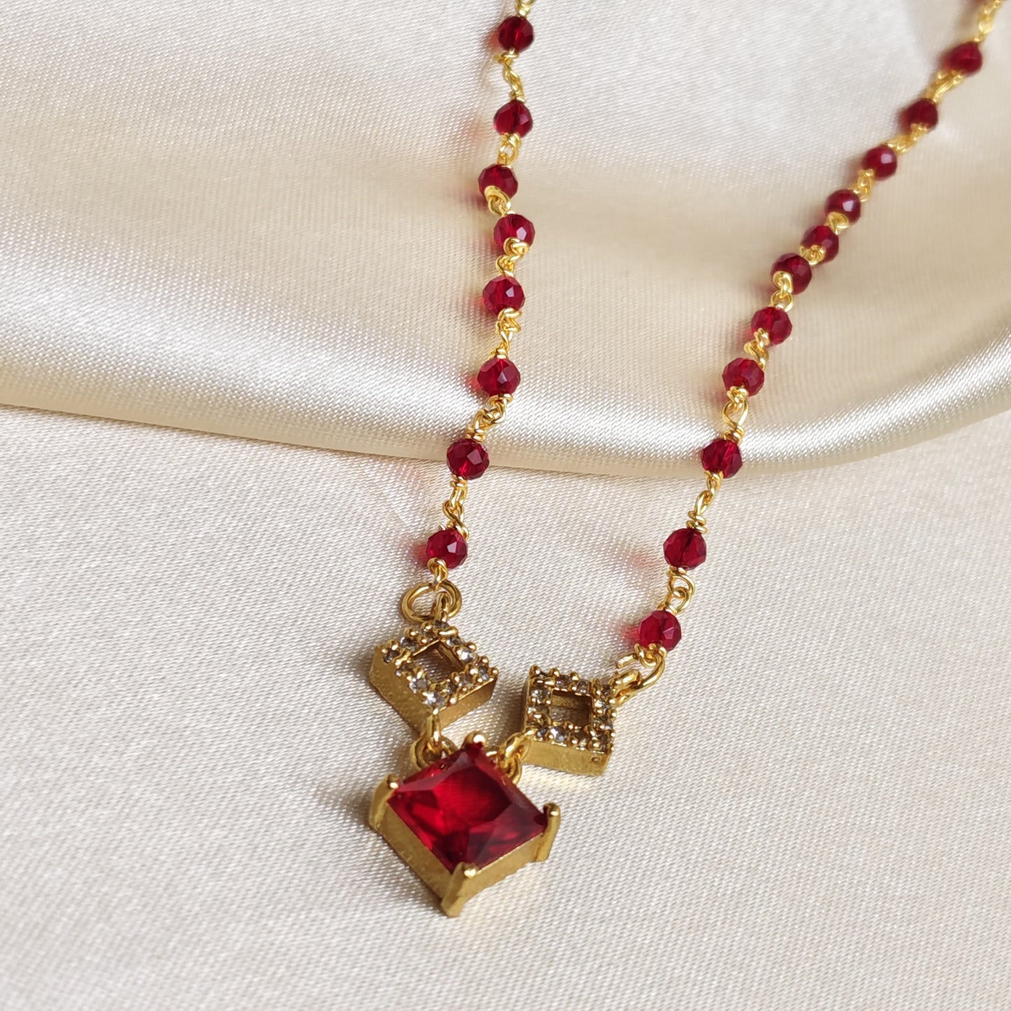 Ruby & Crystal Charm Beaded Chain