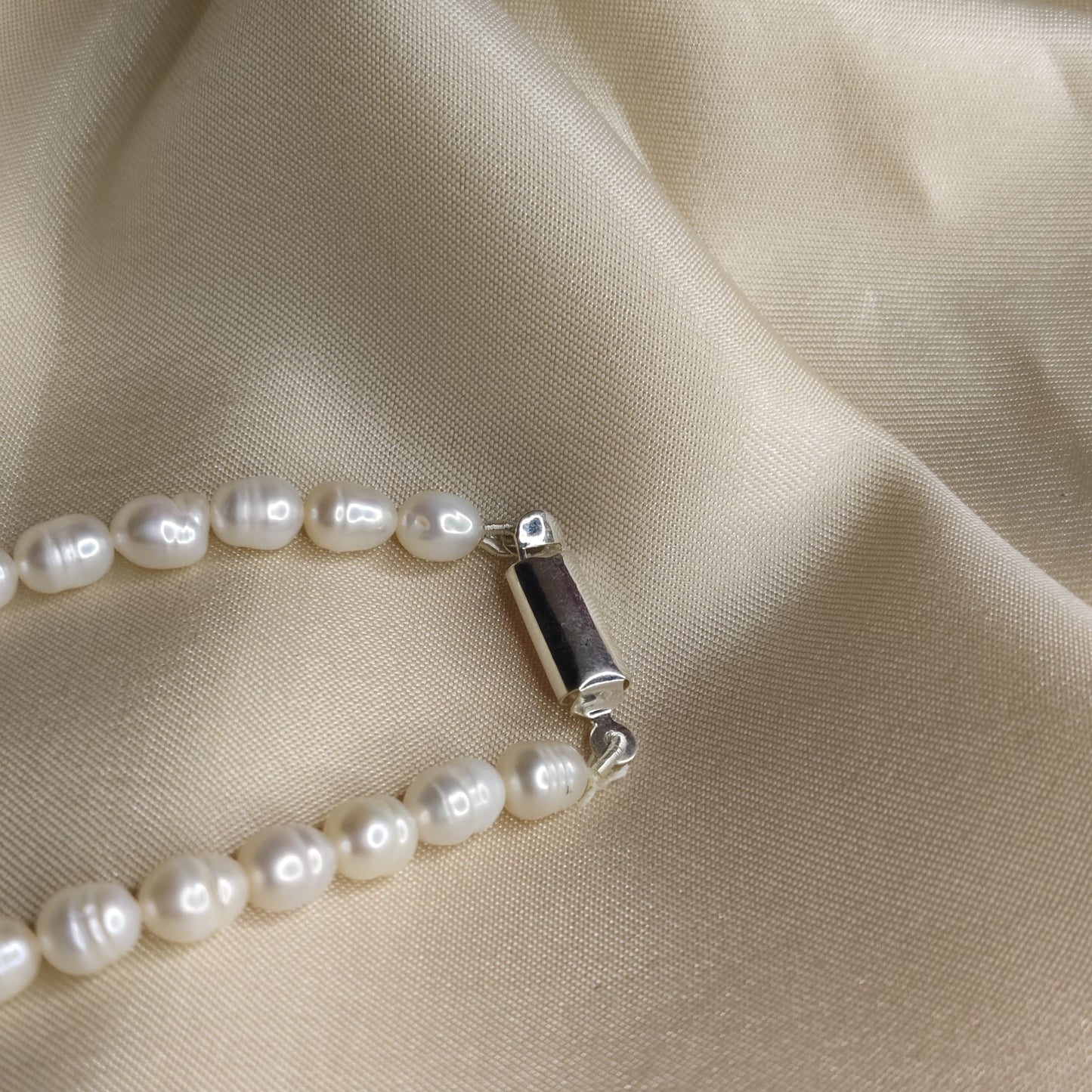Pearl Necklace & Earrings Set with Green Stone Pendant