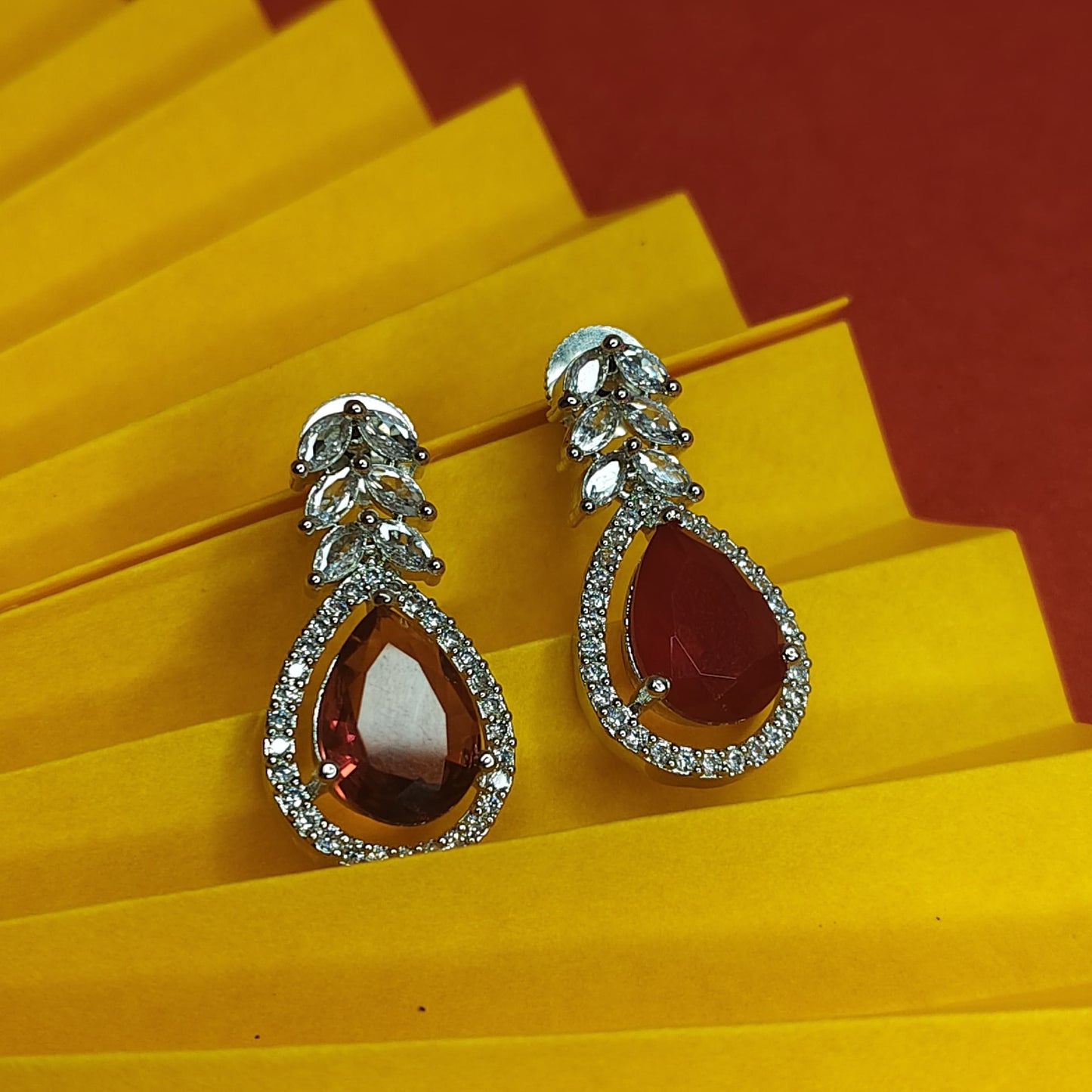 Pearl and Ruby Necklace Set with matching Earrings