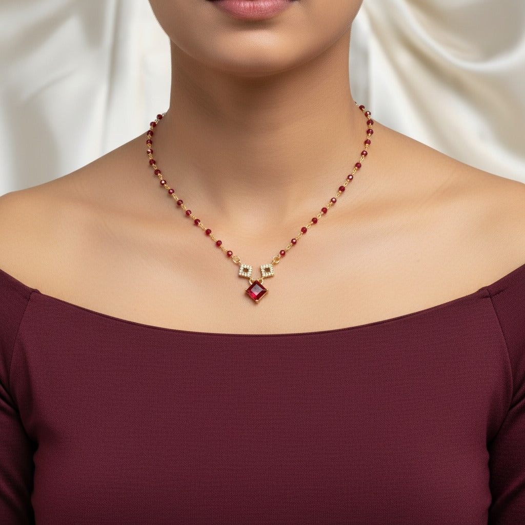 Ruby & Crystal Charm Beaded Chain
