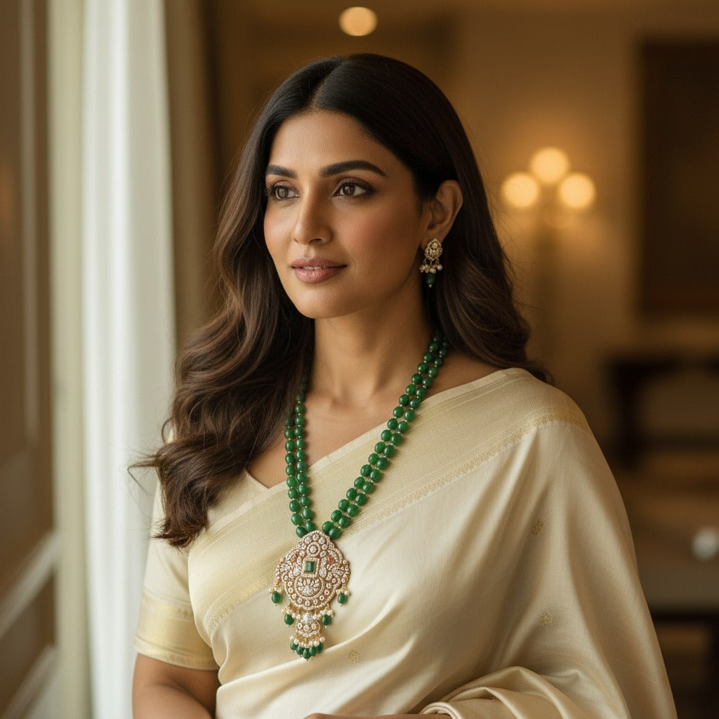Emerald & Monalisa Beads Mala