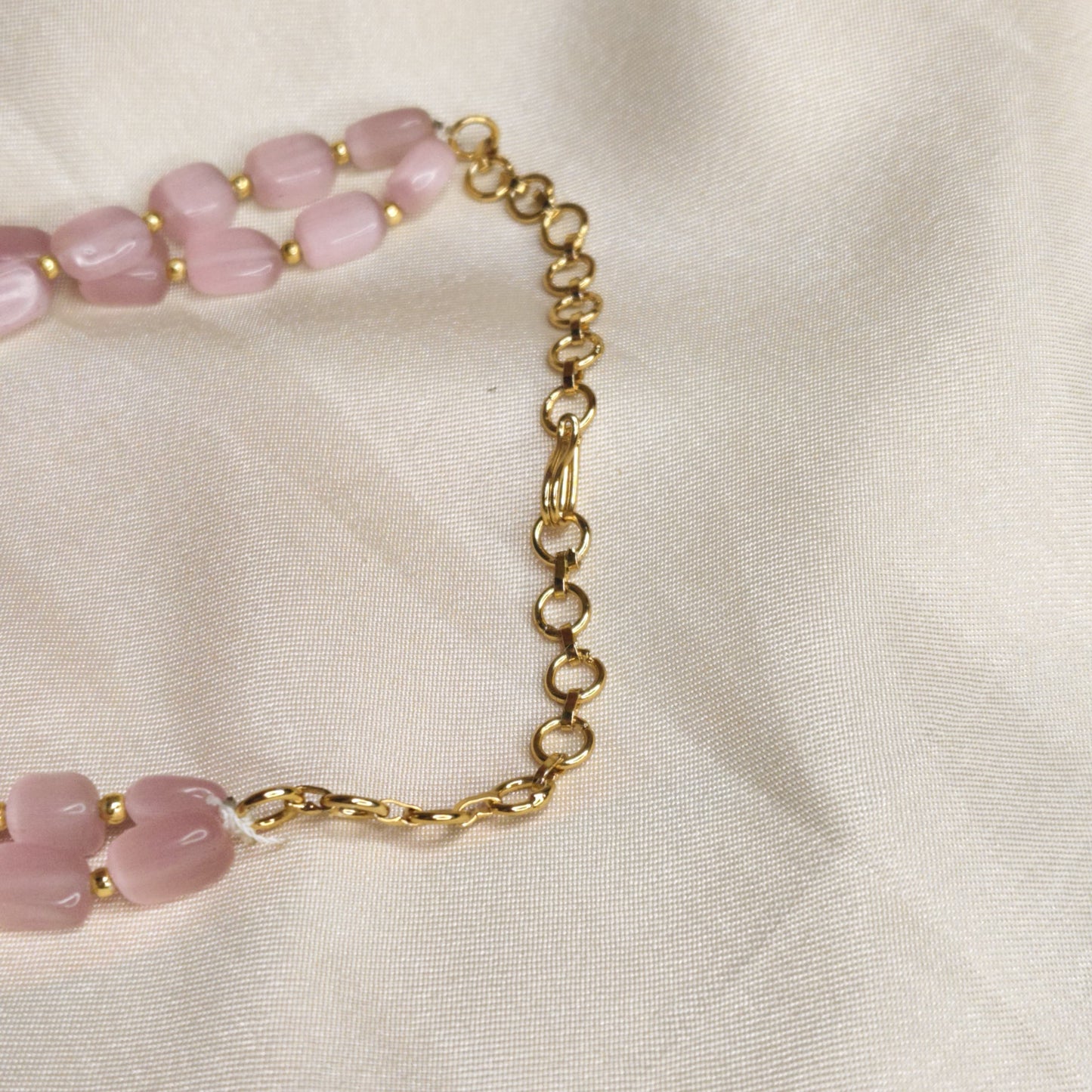 Rose Quartz Beaded with Kundan & Pearl Pendant