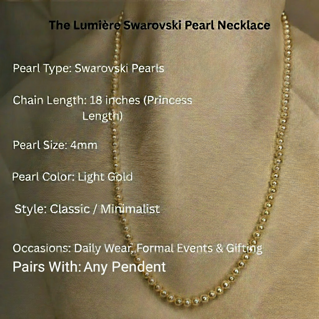 The Light Gold One Strand Swarovski Lumière Pearl Necklace