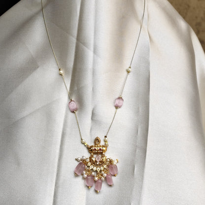 The Aarya Pearl & Rose Quartz Invisible Chain