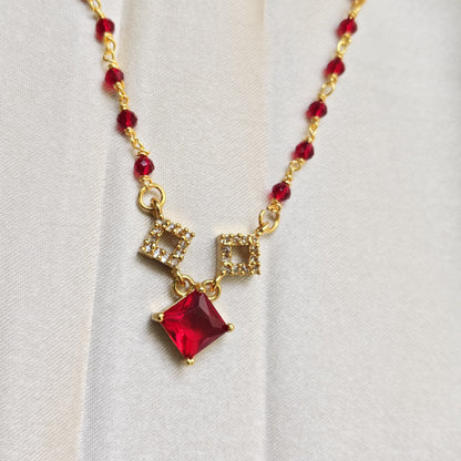 Ruby & Crystal Charm Beaded Chain