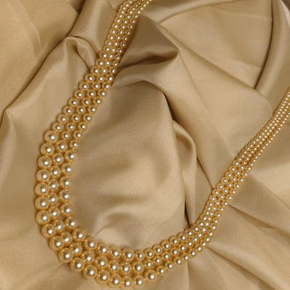 Light Gold 3 Strand Gradation Swarovski Pearl Necklace