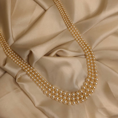 Light Gold 3 Strand Gradation Swarovski Pearl Necklace