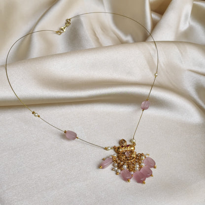 The Aarya Pearl & Rose Quartz Invisible Chain