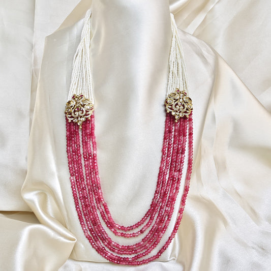 The Peacock Splendor Ruby & Pearl Empress Necklace Set