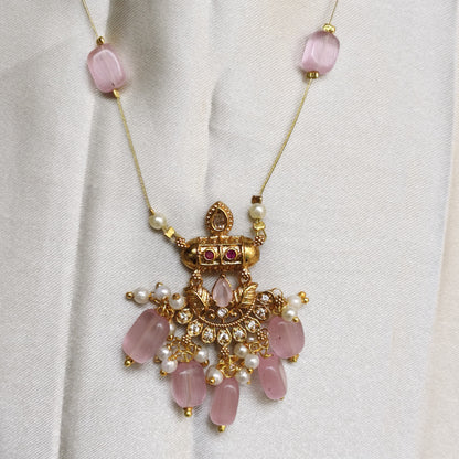 The Aarya Pearl & Rose Quartz Invisible Chain