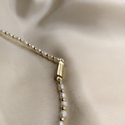 Pearl Necklace with Green Stone Drops