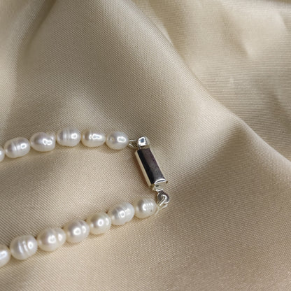 Pearl Necklace & Earrings Set with Green Stone Pendant