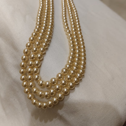 Light Gold 3 Strand Swarovski Pearl Necklace