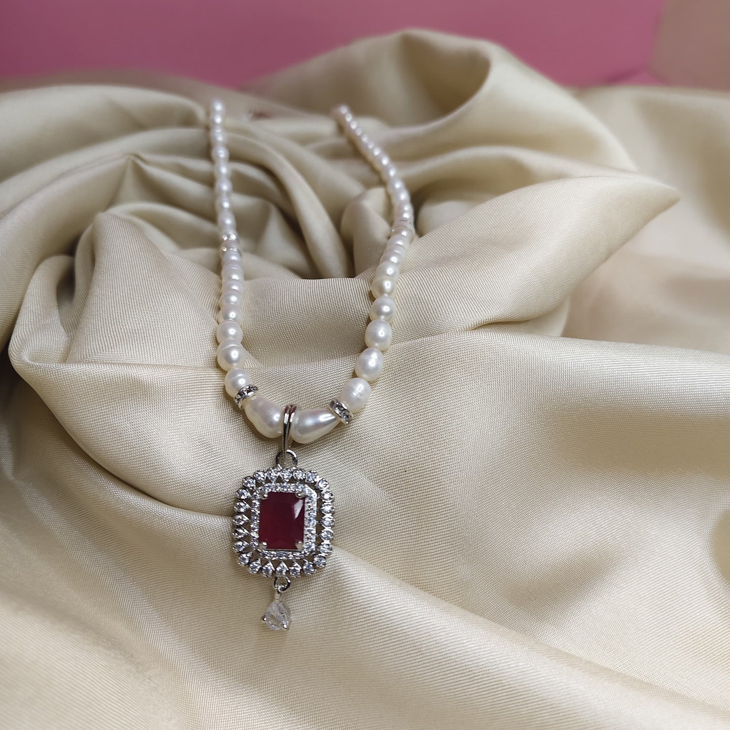 Ruby & Pearl Jewelry Set