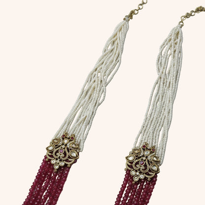 The Peacock Splendor Ruby & Pearl Empress Necklace Set