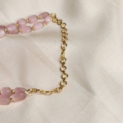 Rose Quartz Beaded with Kundan & Pearl Pendant